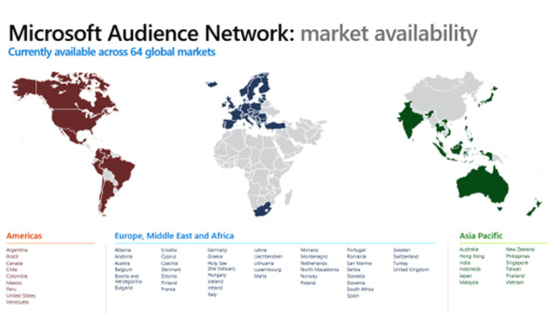 Microsoft Audience Ads станет доступна еще для 58 регионов